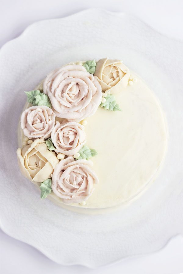 Lemon Rosewater Cake with Buttercream Flowers