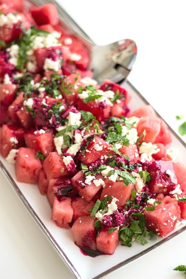 Watermelon Feta Salad with Hibiscus Glaze
