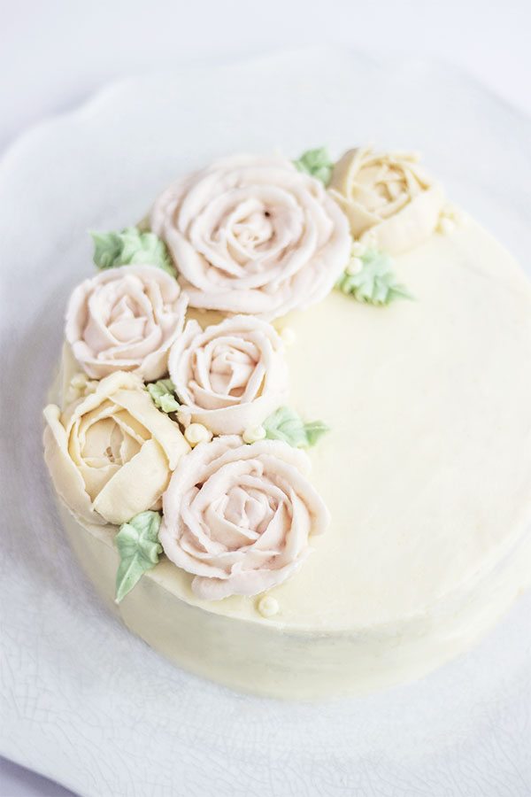 Lemon Rosewater Cake with Buttercream Flowers