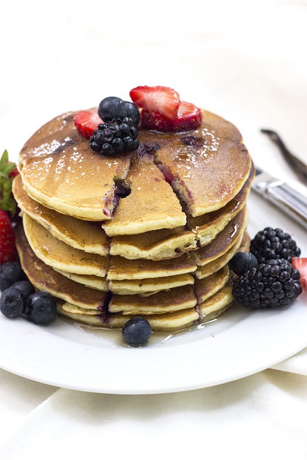 Vanilla Triple Berry Pancakes
